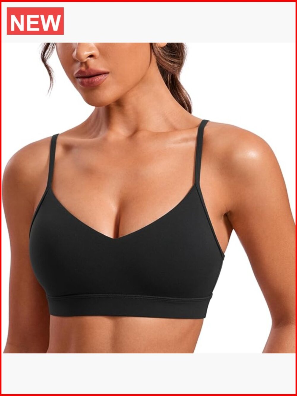 Butterluxe V-Neck Sports Bra Adjustable Thin Straps Padded Yoga Top Wireless